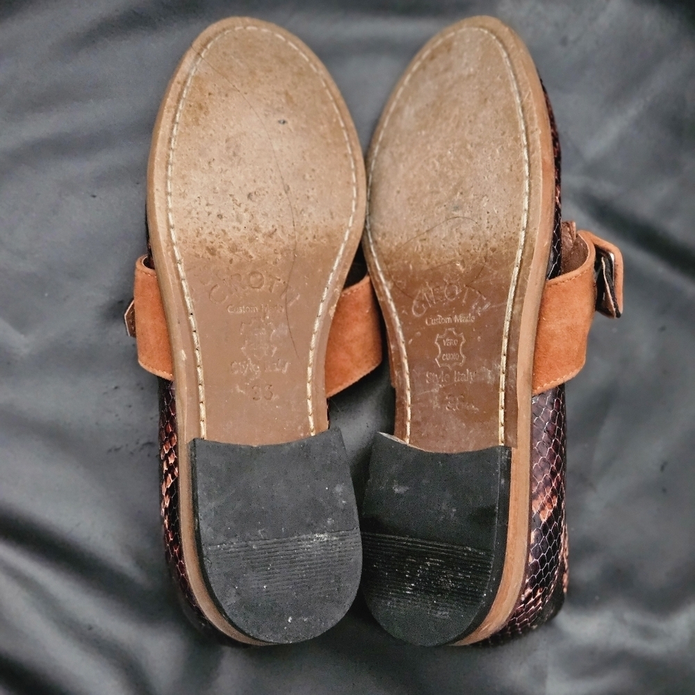 Girotti Sz 5/5.5 US Mary Jane 100% Leather Animal Print Buckle Vero cuoio Shoe - Picture 9 of 9